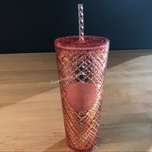 STARBUCKS 2021 HOLIDAY ROSE GOLD JEWELED VENTI TUMBLER Collectible